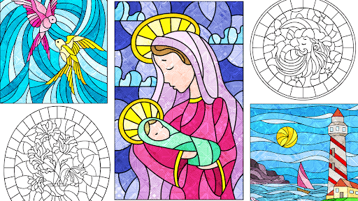 Stained Glass Color by Number Screen 3