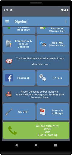 DigAlert Screen 2