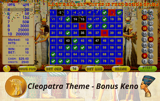Cleopatra Keno with Keno Games 9