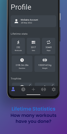 Screenshot of MyGains Fitness & Gym Tracker