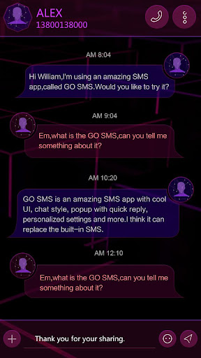 GO SMS PRO PURPLE CHARM THEME Screen 2