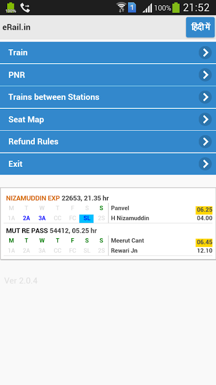 eRail.in Railways Train Time T - 2.0.25 - (Android)