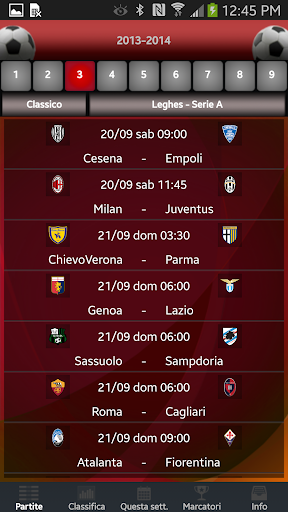 Android application Serie A Calcio screenshort