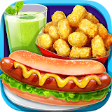 School Lunch Food - Hot Dog, Tator Tots & Juice icon