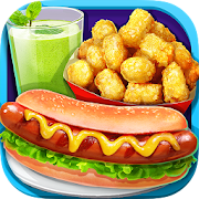 School Lunch Food - Hot Dog, Tator Tots & Juice  Icon