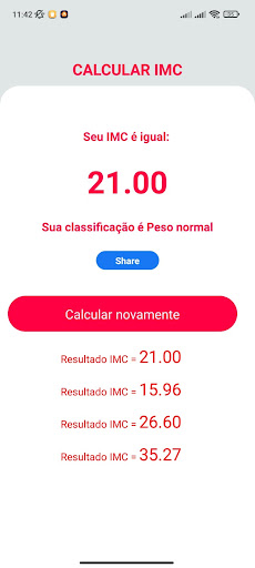 Android application IMC Calculadora screenshort