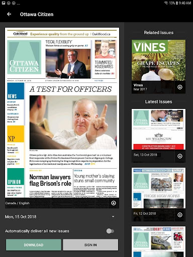 Android application Ottawa Citizen ePaper screenshort
