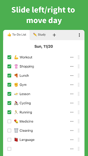 Screenshot of Daily Checklist - Today's Task