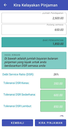 Kalkulator Kelayakan Pinjaman Screen 3
