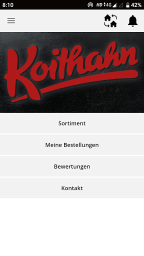 Koithahns BestellApp Screen 2
