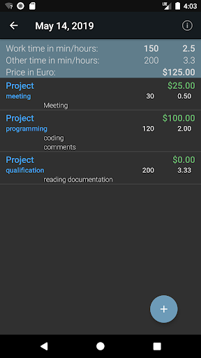 LD Time Sheet for Projects Screen 3