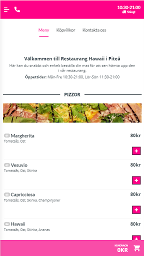 Android application Restaurang Hawaii Piteå screenshort
