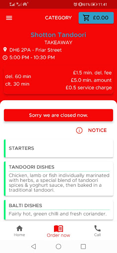 Android application Shotton Tandoori screenshort