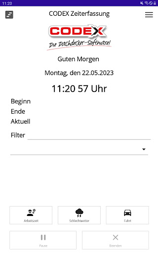 Android application Codex Arbeitszeit screenshort