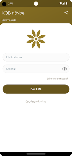 Android application KOB növbə screenshort