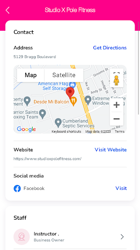 Android application Studio X Pole Fitness screenshort