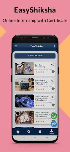 Certified Courses & Internship Screen 3