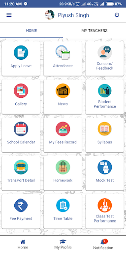 Android application Nilgiri school screenshort