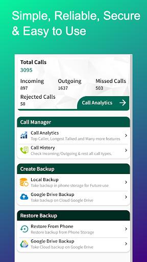 Android application Call Analysis - Call Backup screenshort