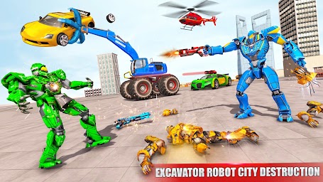 Excavator Robot Car Game: Dino