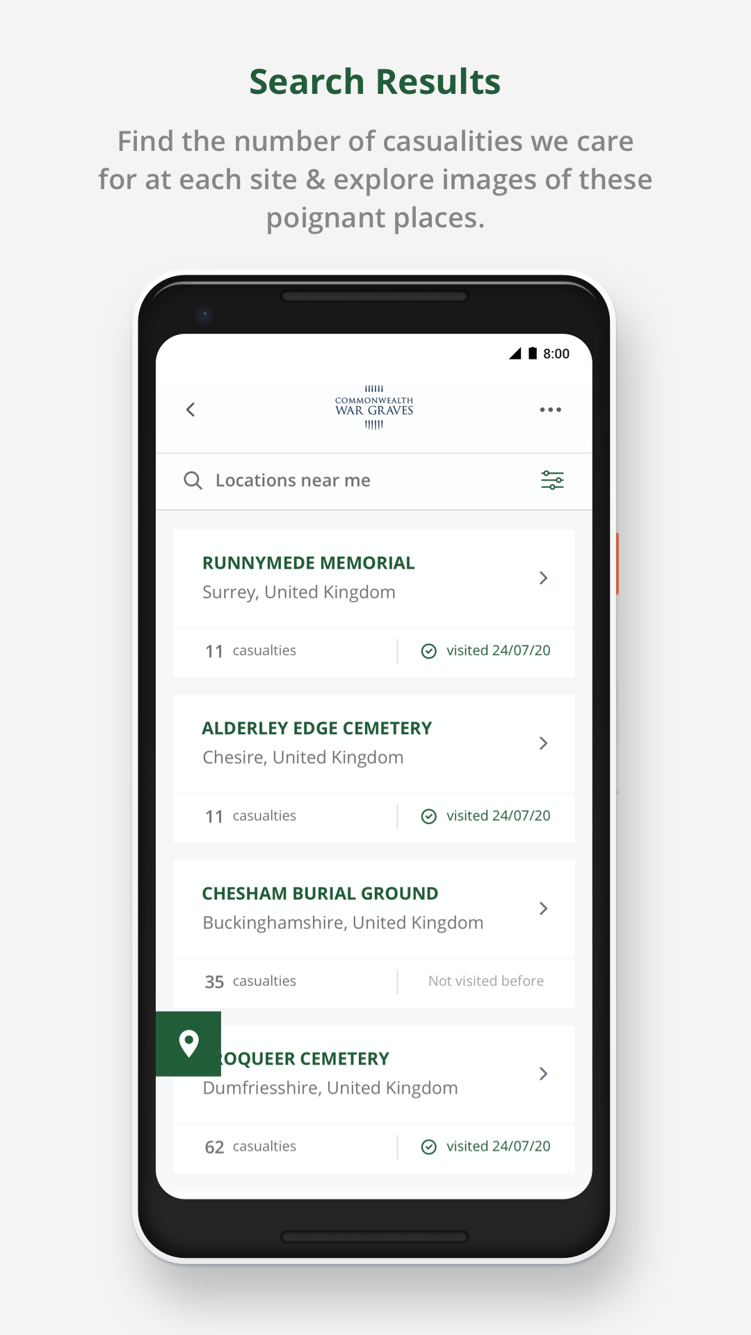 Android application CWGC War Graves screenshort