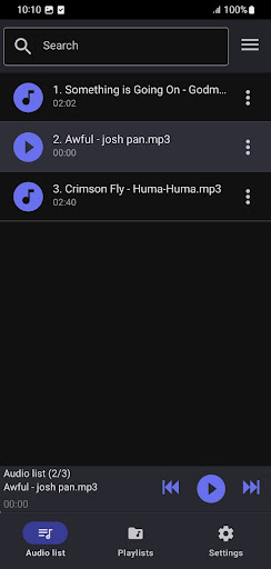 Android application Just music screenshort