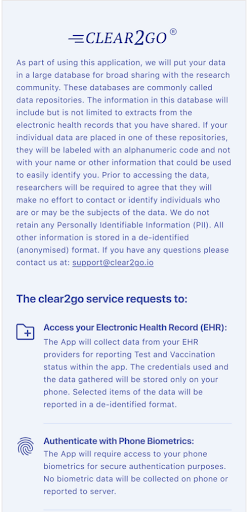 Clear2Go Screen 2