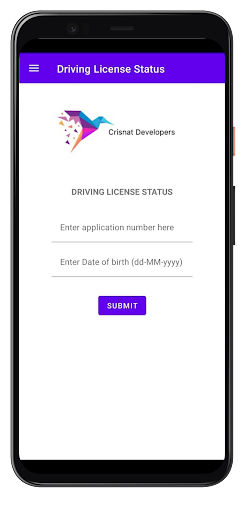 Android application Driving Licence Status screenshort