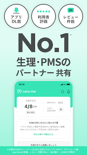 生理・PMSの共有アプリ ケアミー Screenshot 1 - AppWisp.com