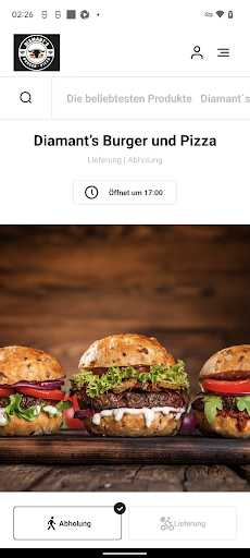 Android application Diamant’s Burger und Pizza screenshort