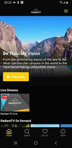 Android application RadiantTV screenshort