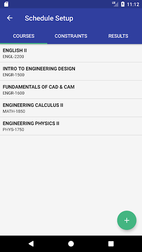 College Schedule Builder Screen 2