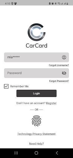 Android application CarCard screenshort