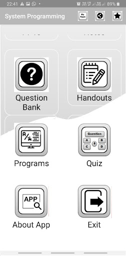 SP App for System Programming Screen 2