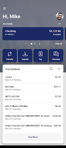 PCSB One-Touch Banking Screen 2