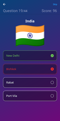 Capitals Quiz Screen 3
