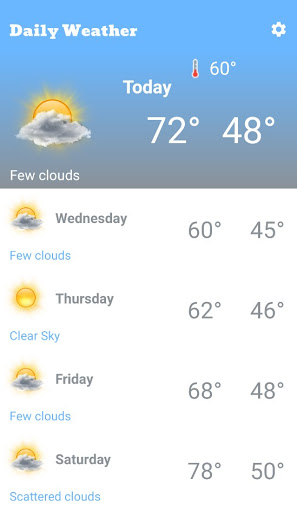 Android application Daily Weather screenshort