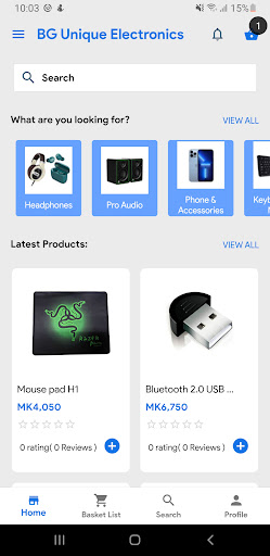 Android application BG Unique Electronics screenshort