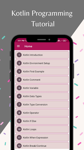 Android application Learn Kotlin screenshort