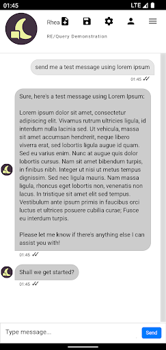 Android application Rhea Generative Client screenshort