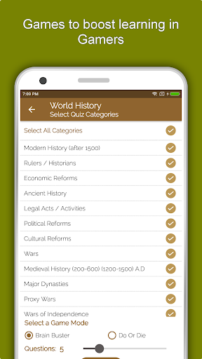 Screenshot of World History Dictionary App
