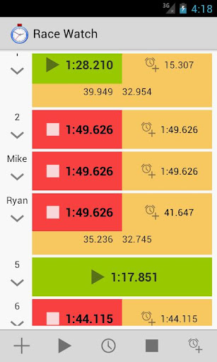 Android application Race Watch screenshort