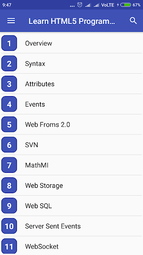Learn HTML5 Programming Screen 2
