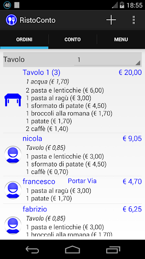 Android application RistoConto screenshort