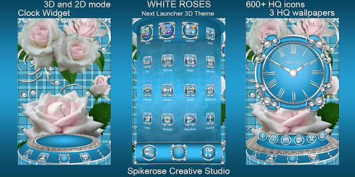 Android application White Roses 3D Next Launcher t screenshort