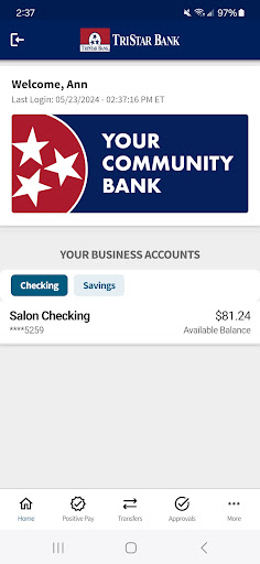 TriStar Bank Business Screen 2