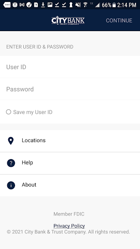 Android application City Bank & Trust Mobile screenshort