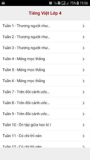 Android application Tieng Viet Lop 4 screenshort