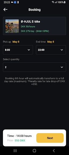 Ø-Hjul - E-Bike rental Screen 3
