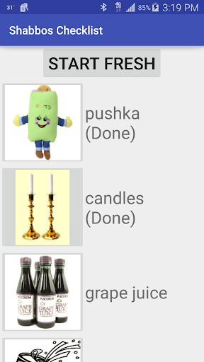 Android application Shabbos Checklist screenshort